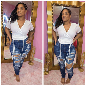 "Never Stressed" Denim Distressed Jeans