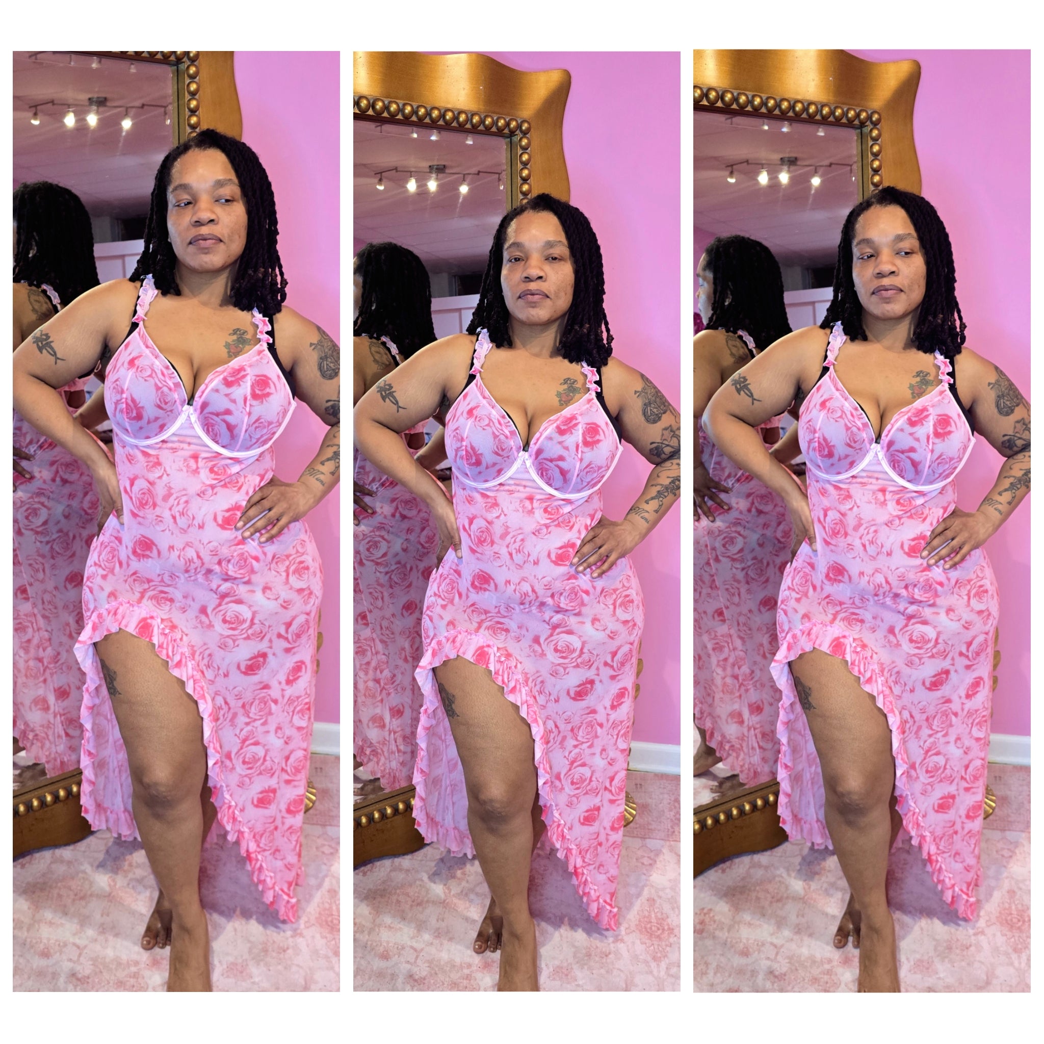 Blush 2 peice lingerie & thong set