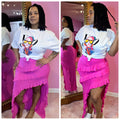 Selena side split skirt- pink